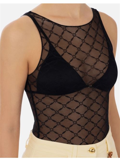 BODYSUIT IN DIAMOND TULLE ELISABETTA FRANCHI | BO02051E2110 nero